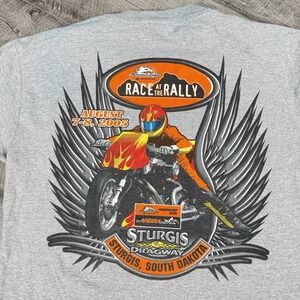 VNTG Y2K Sturgis Race At‎ The Rally Gray T-Shirt Size Medium EUC